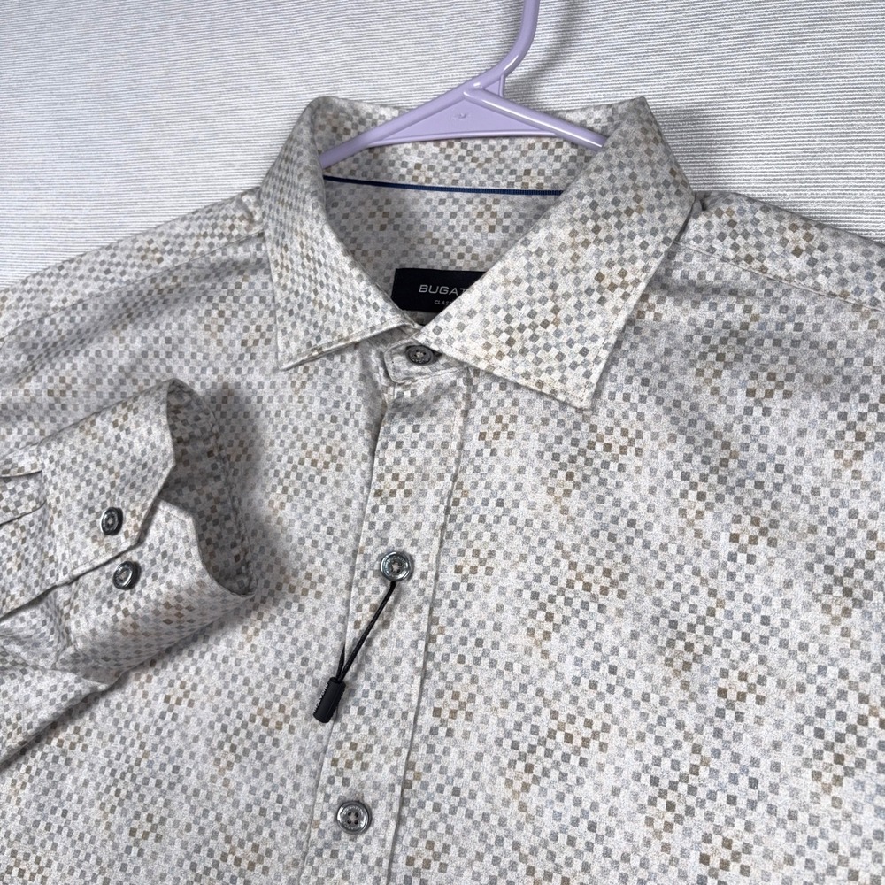 Bugatchi Classic Fit Comfort Stretch Shirt Mens Size L Button Up Long Sleeve